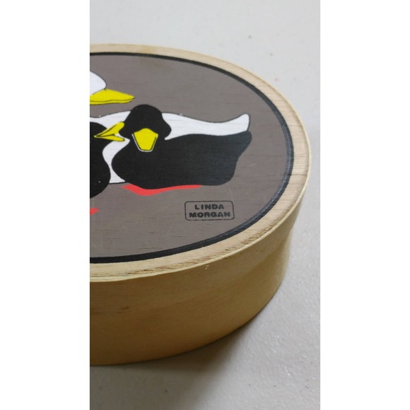Linda Morgan Duck Trinket Box Black White Ducklings Keepsake (3) - Picture 2 of 6